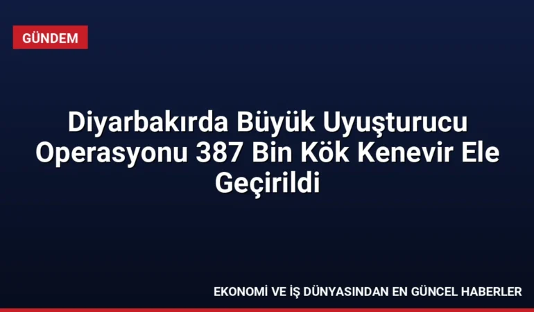Diyarbakırda Büyük Uyuşturucu Operasyonu 387 Bin Kök Kenevir Ele Geçirildi