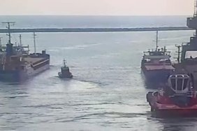 Silivri'de batan geminin İskenderun'dan ayrılış anı kayıtlara geçti