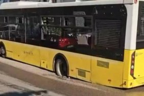 Maltepe'de Yıkılan Yol Zeminine Otobüs Saplandı